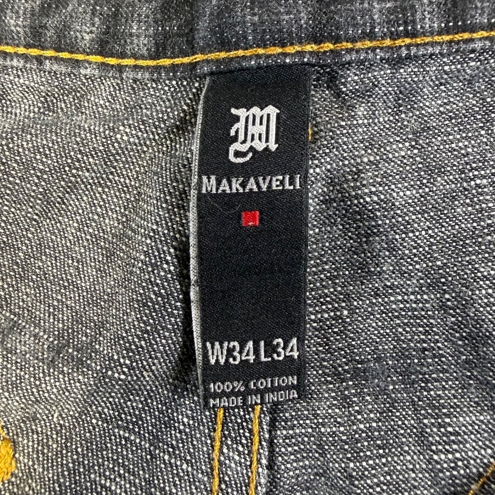 Vintage Makaveli Tupac Y2K Rap Hip‎ Hop Baggy Black Denim Jeans 34X34 - Picture 5 of 8